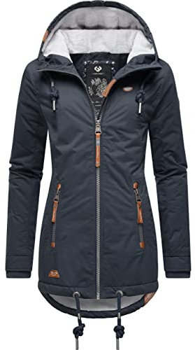 Ragwear Damen warme Winterjacke kurz wasserdicht mit Kapuze Zuzka Winter Navy22 Gr. 3XL