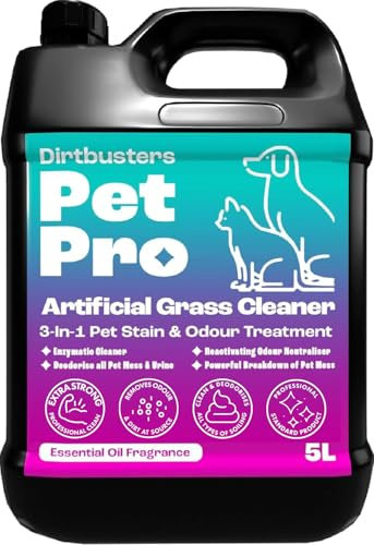 Dirtbusters Pet Pro Artificial Grass Cleaner For Dogs & Cats, 3-in-1 Clean, Remove Stains, Urine & Deodorise With Reactivating Odour Eliminator For Astro Turf & Fake Grass (5L)