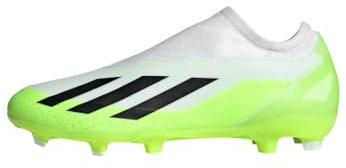adidas X CRAZYFAST.3 LL FG, Botas de fútbol Unisex Adulto, Cloud White/Core Black/Lucid Lemon, 44 2/3 EU