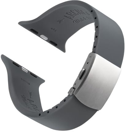 Archer Watch Straps - Cinturini Su Misura in Silicone per Apple Watch (Grafite, Chiusura Argento, 44/45/46/49mm)