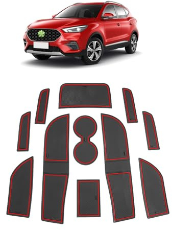Ruiya Kompatibel mit MG ZS EV Facelift 2021 2022 2023 2024 Gummimatten Türschlitzmatte, MG ZS Antirutschmatten Mittelkonsolen Rutschmatten TürnahtMatte Getränkehalter Matte MG ZS Zubehör