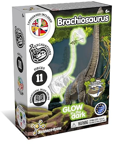 Science4you Brachiosaurus Ausgrabungsset - Archeologie Set für Kinder das im Dunkeln leuchtet, Graben Sie Ihr Dinosaurier Spielzeug, Geschenk, Dino Spiel für Jungen und Mädchen, Mittel