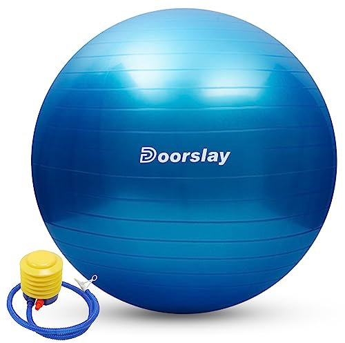 doorslay Anti-burst Yoga Ball- 55cm/65cm/75cm Stability Balance Ball Fitness Exercise Ball with Air Pump (55, Blue)
