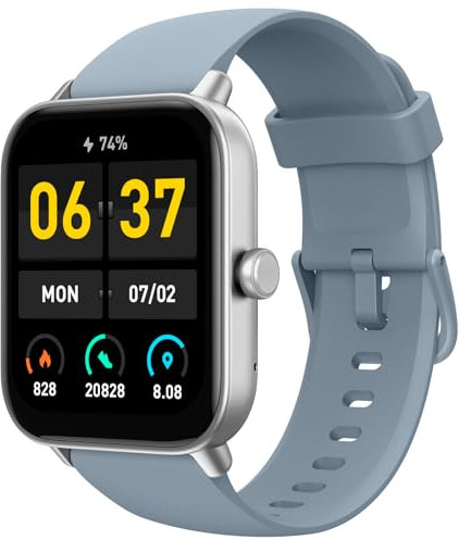TOOBUR Reloj Inteligente Mujer Hombre con Alexa, 1.8 smartwatch Deportivo con 100 Deportes, Recibir y Contestar Llamadas, Podómetro y pulsómetro, IP68 Impermeable Nadar, Compatible con Android iOS