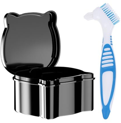 Prothese Box Zahnprothesenbox mit Sieb,Guador Zahnspangendose Prothesen Reinigerbürsten Spangendose Gebissdose Aufbewahrungsbox Prothesen Zahnprothese Box Zahnprothesenbecher