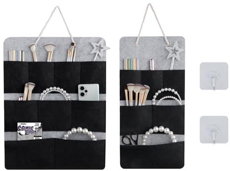 2 Stück Hängeorganizer Tasche, Hängeaufbewahrung Wandmontiert, Hängeorganizer Camping Zusammenklappbar, Tür Organizer Filz mit Mehreren Fächern für Schlüssel Stifte und Andere Kleinigkeiten