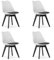 NMK HOME Chaises Salle a Manger Lot de 4 - Noir et Blanche Plastique Chaise de Cuisine - Pieds de Chaise en Bois de Hêtre - Similicuir Velouté