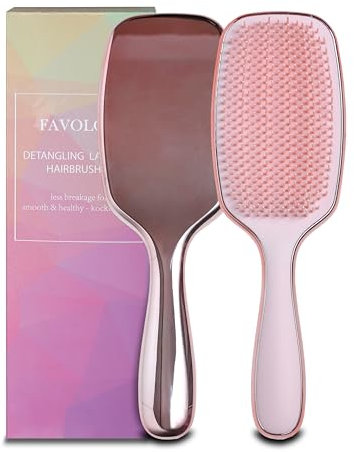 Ultimate Detangler Brush for Thick Hair, Curly, Straight & Natural Hair. Pain-Free Dry and Wet Detangling Hair Brush for Women, Kids & Toddlers with Flexible Bristles. Christmas Stocking Stuffer Gift.