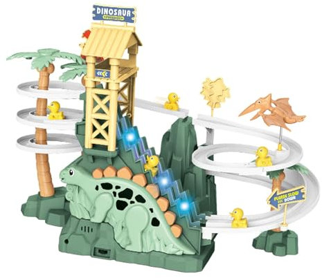 Harilla Kleines Dinosaurier-Kletterspielzeug, Dinosaurier-Rutsche, Treppe, Indoor-Badewannenspielzeug, Rennstrecken-Spiel, Dinosaurier-Set für Festivals,