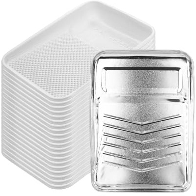 Bates 9 Inch Paint Tray Liners - 21 pcs, One Metal Tray with 20 Plastic Liners
