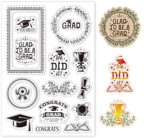 GLOBLELAND Absolventen Glückwunsch Stempel Für Kartenherstellung Abschlusssaison Klare Stempelsiegel Transparente Stempel Für DIY Scrapbooking Fotoalbum Tagebuch Heimdekoration