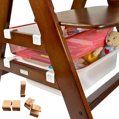 EmSoLi Trofast Adapter kompatibel für Hochstuhl Hauck Alpha für Plastikwannen und Körbe,Haken, (Braun, Trofast Adapter +1 Haken)