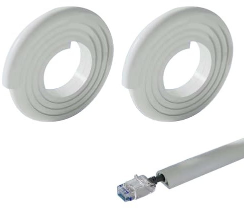 Xafrstyu Cable Trunking Kit, Electrical Cable Trunking with Self Adhesive, Trunking for TV Cables, Decorative Self-Adhesive Cable Cover (2M,White)