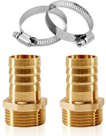 YOUZMY 2 bocchette per tubi in ottone da 1 pollice, raccordo per tubo in ottone, 1 AG x 25 mm (1), raccordo per tubo flessibile, adattatore da 1 pollice filettatura esterna (1 AG x 25 mm)