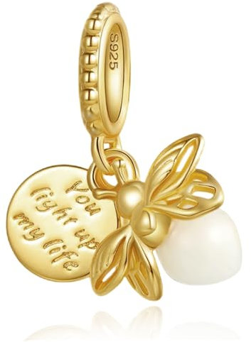 LaMenars Glow-in-the-dark Firefly Dangle Charm für Armbänd 925 Sterling Silber Bead Women Charms Mother's Day Birthday Anniversary Jewelry for Girls Wife