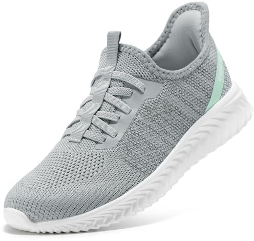 STQ Sneaker Damen Orthopädische Schuhe Leichte Turnschuhe Sommer Slip on Sneakers Frühling Damenschuhe Schlupfschuhe Hellgrau 39 EU/US 7.5