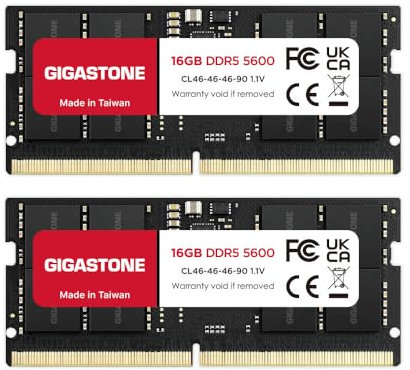 【RAM DDR5】GIGASTONE 32GB Kit (16GBx2) DDR5 5600MHz PC5-44800 CL46-46-46-90 1.V SODIMM 262 pin unbufferednon-ECC per laptop ad alte prestazioni modulo di memoriaaggiornamento
