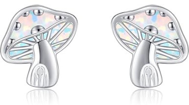 Pilz Ohrringe S925 Sterlingsilber Opal Pilz Ohrstecker süßer Pilz Schmuck für Frauen