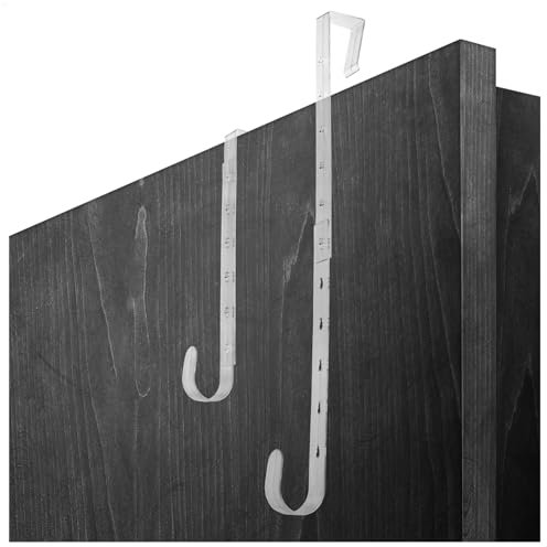 com-four® 2X Verstellbare Türhaken aus Kunststoff – Mehrzweckhaken zum Aufhängen von Deko-Kränzen und Jacken – Einfache Montage ohne Bohren für Haustüren und Innentüren