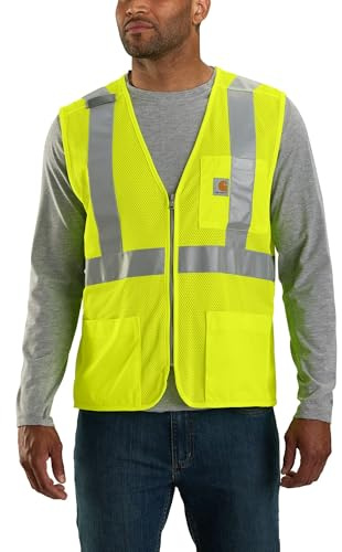 Carhartt Men's High-Visibility Mesh Multi-Pocket Class 2 Vest, Brite Lime, Medium/Large