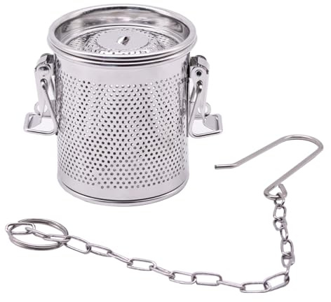 Gewürzsieb zum Mitkochen - Edelstahl Gewürzei Filter, Groß Teesieb mit Kettenhake, Tee Kugelsieb für Teekanne, Küchen Kochzubehör für die Zubereitung von marinierten Fleischgerichten