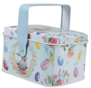 EXHUMKY Easter Bunny Tinplate Box Cute Cookie Jar for Treats Snacks Portable Storage Container for Parties Birthdays Gatherings Stylish Functional Easter Decor