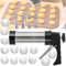 Biscuit Maker Kit, Stainless Steel Cookie Press Gun, Cookie Mold Discs Cake Decorating Tools with 8 Piping Nozzles and 13 Biscuit Discs,for Birthday Wedding Anniversary Party