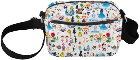 PXTIDY Wonderland Alice Characters Crossbody Bag Mad Hatter Tea Party Alice Party Crossbody Purse Alice Fairy Tale Fans Geschenk, beige, Small