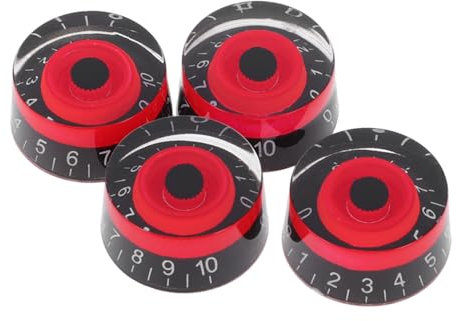 JOINPAYA 4 Pack Acrylic Guitar Knobs Red Black Knobs for Electric Guitar Bass Control