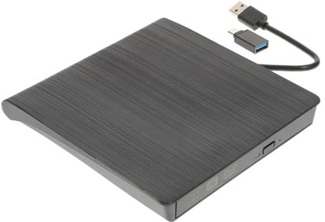 NUOBESTY CD DVD Externe USB Ultra Mince Portable pour PC Et Ordinateurs Portables Compatible Brûleur DVD RW Noir