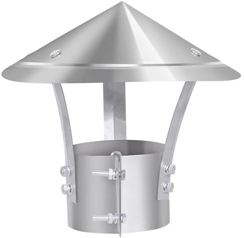 Kaminrohrabdeckung aus Edelstahl, Regenschutz, universelles Kamindach, feuerfest, konische Oberseite, Durchmesser 8 cm x 20 cm ()