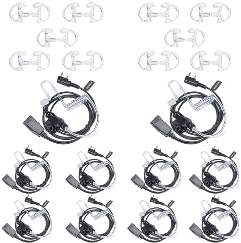 HYSHIKRA Walkie Talkie Earpiece with mic, 2 Pin Headset with PTT | Compatible with Kenwood eSnic Retevis Baofeng UV-5R Radio Ear Piece for Security Bodyguard