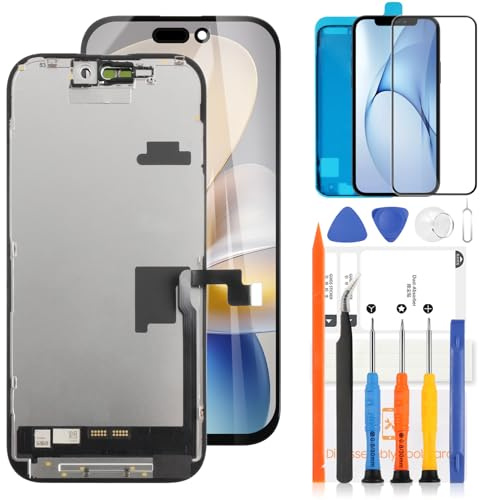 INCELL LCD-Display für iPhone 16 Pro LCD-Bildschirm Ersatz für iPhone 16Pro | TFT für iPhone 16 Pro A3293, A3083, A3292, A3294 3D Touchscreen-Digitizer-Display, Montage-Reparatur-Set mit gehärtetes Glas