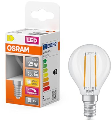 Osram LED Superstar Classic P 25 Filament DIM 2700 K 1,8 W | LED Superstar Classic P 25 Filament DIM, LED Lamps, klar, 45 mm dia, 15000 h, 1-Pack