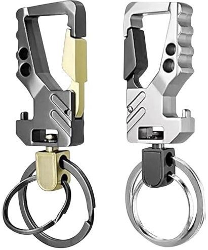Ezranova 2Pcs Metal Keychain,Key chain bottle opener,Double Ring Keychain,Car Key Chain Car Keychain for Men and Women
