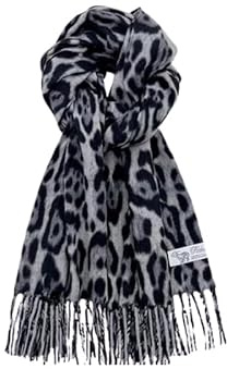 fdsmall Leopard Druck Schal für Frauen lange Wrap Schal Leopard Muster große Tierdruck Schals Wrap Tassel Schals 180 * 30