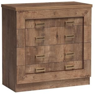 Masseno Kommode Udine 90 cm Sideboard mit 4 Schubladen und Türen für Wohnzimmer Schlafzimmer Modern 90x44x90 cm Braun