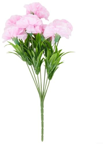 11 künstliche Nelken Blumen für Hochzeit Party Home Dekoration Kunststoff gefälschte Pflanzen mit realistischem Aussehen (Rosa)