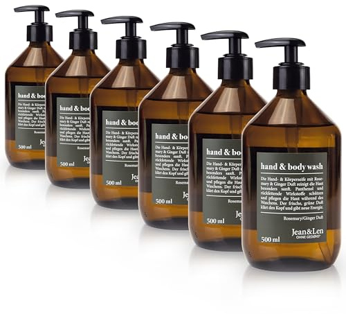 Jean & Len Hand & Body Wash Rosemary und Ginger Set, 6 x 500 ml