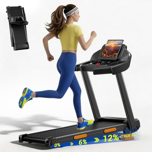 4 IN 1 Treadmill with 12% Maunal Incline, Foldable Home Treadmill with Quiet 3.0 HP Motor, 350LBS Capacity