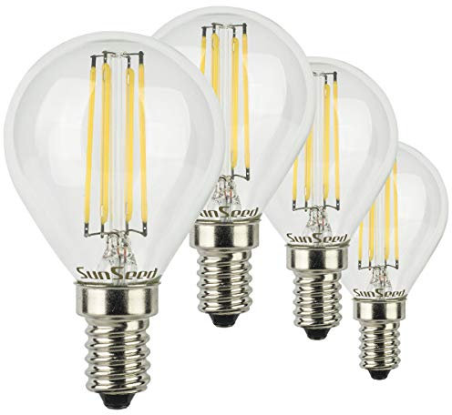 SUNSEED 4x Glühfaden LED Golfball-Lampe E14 5W ersetzt 48W Neutralweiß 4000K