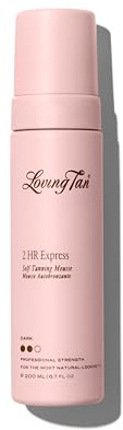 Loving Tan 2 HR Express Mousse, Dark - Streak Free, Natural looking, Professional Strength Sunless Tanner - Up to 5 Self Tan Applications per Bottle, Cruelty Free, Naturally Derived DHA - 200 ml