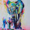 Gemini _ Mall® handgemaltes ölgemälde bunter Elefant auf Leinwand rahmenlos modern Leinwandbild, Wandmontage Bild, Deko, canvas, elefant, 50 x 50 cm