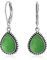 Boho Western Stil Grün Gefärbte Jade Halbedelstein Birne Geformt Träne Hebel Zurück Baumeln Ohrringe Für Frauen Teenager Oxidiert .925 Sterling Silber