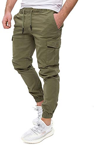 PITTMAN Darius - Cargo Hosen Herren - Slim Fit Cargohose Männer - Cargo Baumwollhosen, Grün (Deep Lichen Green 180312), W29/L32