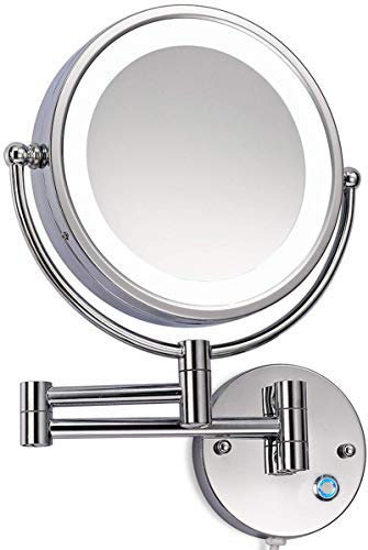 Loywe LED Beleuchtet wunderschöne Kosmetikspiegel 1+5Fach (3cm extra dick) hochwertig ohne Bohren LWW58-5-NB