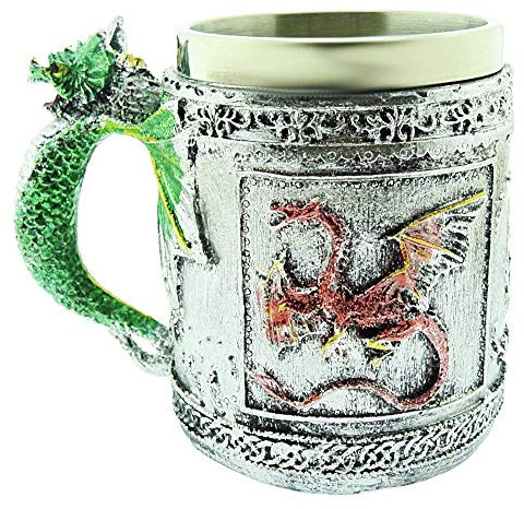 Mug Dragon - 3d - Dragon chinois - Résine - Inox - Horreur - Chope à bière - Idée cadeau originale - Gothique - Café - Boissons - Viking - Mâle - Halloween - Médiéval - Excellente qualité