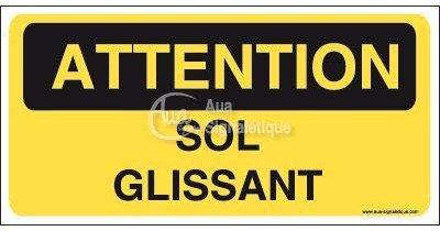 AUA SIGNALETIQUE - Panneau sol glissant - C - 100x50 mm, Aluminium Dibond 3mm