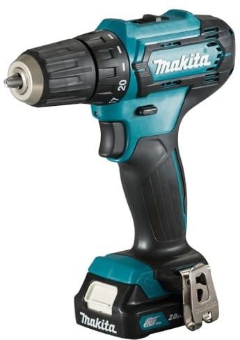 Makita DF333DSAL1 - Trapano avvitatore a batteria, 12 V max. / 2,0 Ah, 2 batterie + caricatore in valigetta per il trasporto, con lampada a batteria ML106