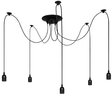 EDO Pendelleuchte ARANEA 5, 5-flammige Hängelampe Retro Spinne Lampen, LED Deckenleuchte, Deckenlampe LED für Wohnzimmer, Esstisch, Schlafzimmer, Spinnenleuchte, LED Lampe mit E27 Fassung, EDO777188